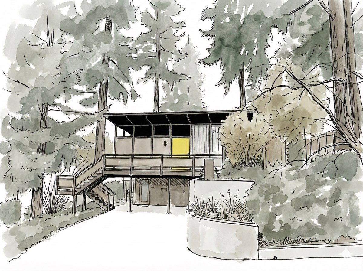 Del Monte House - watercolor illustration